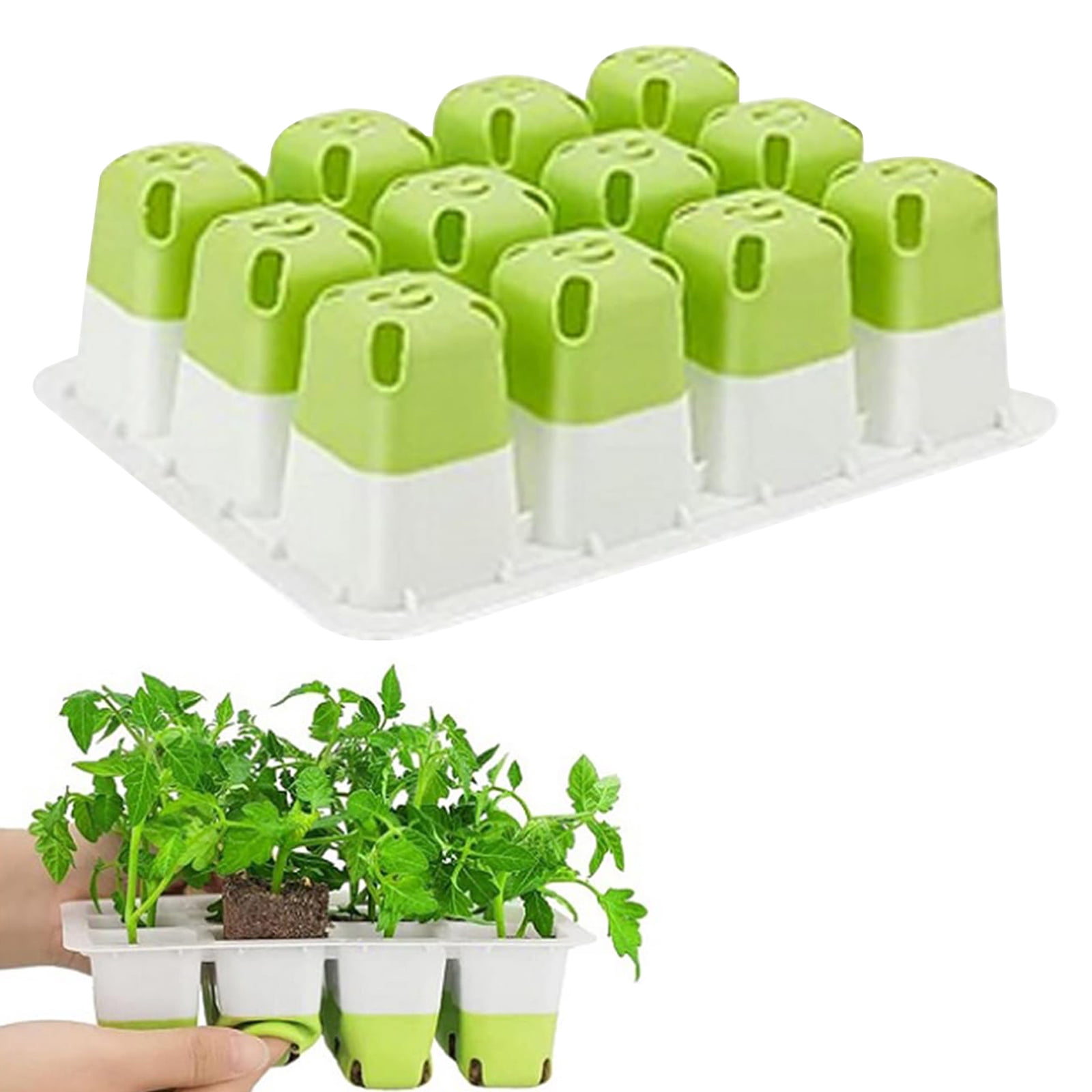 pdqouc 5-Pack Reusable Seed Starter Kit, 60 Cells Silicone Seedling Trays with Dome, Indoor Gardening Supplies for Starting Plant Seeds, Mini Greenhouse Germination Trays