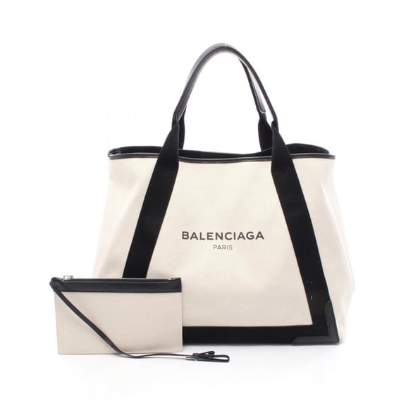 Pre-Owned Balenciaga Navy Cabas Medium Tote Bag, Canvas and Leather, Women's,... (Good)