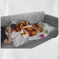 thumbnail image 6 of Luau Soft Flannel Fleece Throw Blanket, 3 Grimacing Tiki Party Surrounded by Leaves Drinks and Happy Toucan Birds, Cozy Plush for Indoor and Outdoor Use, 50" x 60", Multicolor, by Ambesonne, 6 of 6