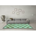 thumbnail image 3 of Ahgly Company Indoor Rectangle Checkered Light Blue Modern Area Rugs, 5' x 7', 3 of 4