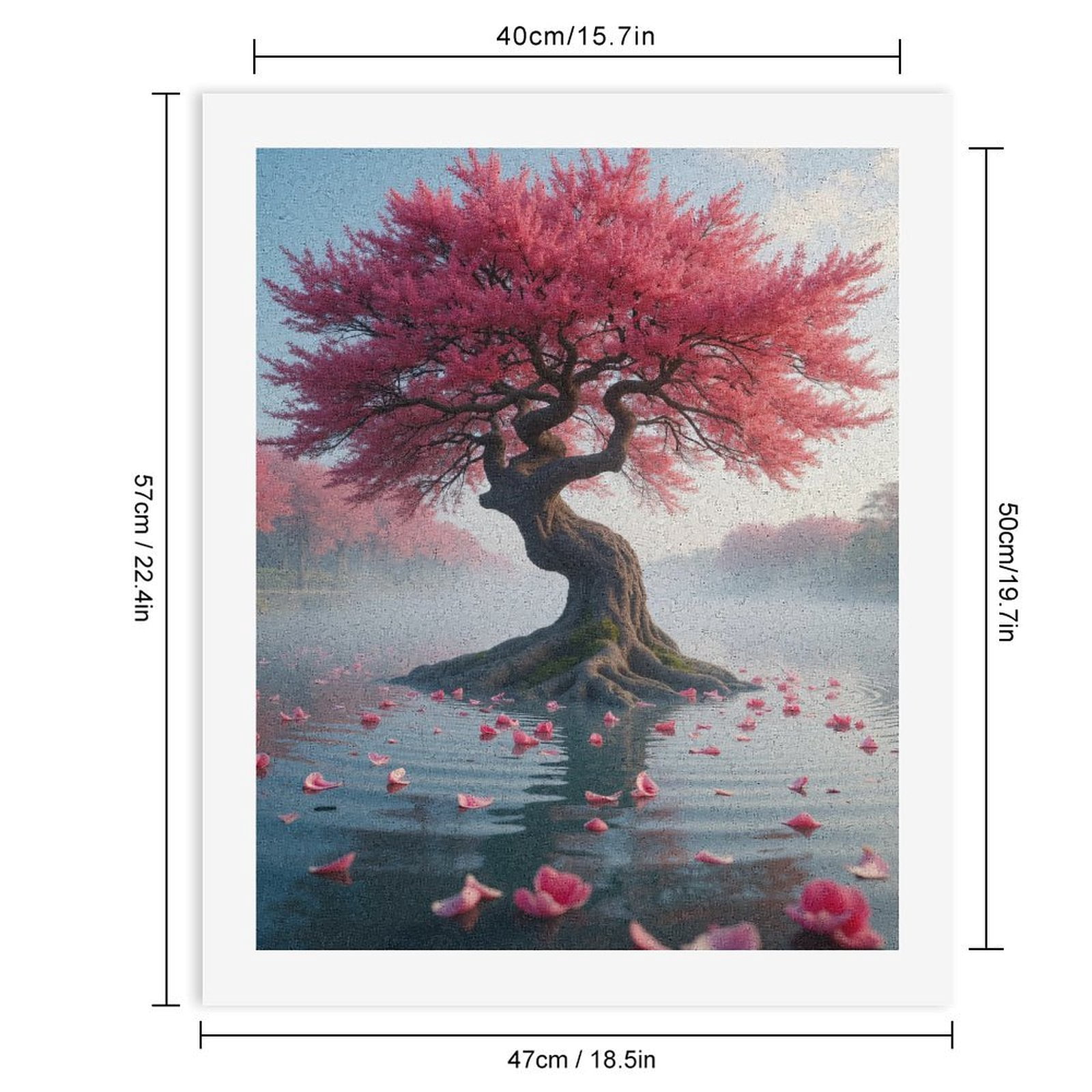 Paint by Numbers Kit for Adults, Pink Blossoms Dreamscape Misty Lake Paint by Numbers, Easy Paint by Numbers Kit for Adults Beginner, DIY Adult Paint by Number Kits on Canvas, Home Decor