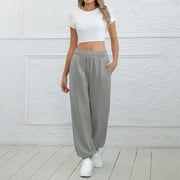 Sweatpants for Women Womens Pants Athletic Open Bottom Running Pants Casual Womens Sweatpants with Pockets Sawvnm Gray M