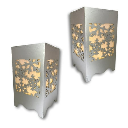 Illuminated Christmas Decorations Christmas Lights - Silver Snowflake Design with Cut-Out Sides and LED Illuminated Lights Inside - Snowflake Decorations ()