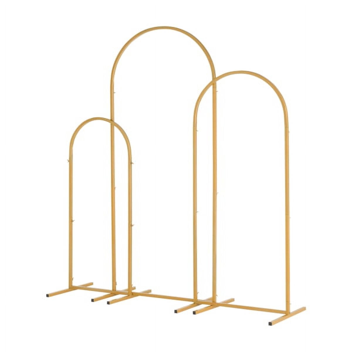 3-Piece Gold Wedding Arch Set, Iron Art Ceremony Arch Backdrop Stand 5.9ft 4.9ft 3.9ft for Indoor Outdoor Wedding Party Decor