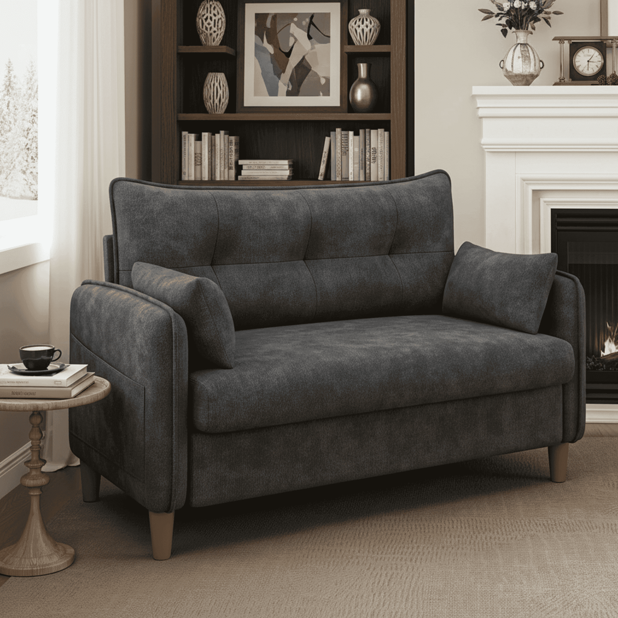 Gacale 50" Loveseat Couch with Tufted Design | Space-Saving Love Seat Sofa for Small Spaces, Bedroom, and Apartment, Gray