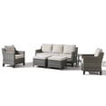 thumbnail image 3 of Opohoro 6 Piece Outdoor Wicker Patio Chairs Set with Sofa, 2 Ottomans and Glass Side Table, All-Weather Wicker Conversation Set for Porch, Deck, Balcony, 3 of 12