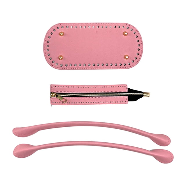 Bolsa de tejer fondos Proyecto de manualidades de bricolaje con agujeros Correa de hombro ajustable Cuero de PU 3 piezas para mujer Bolsa Mochila Cubo Rosa Salvador parte inferior del bolso de ganchillo