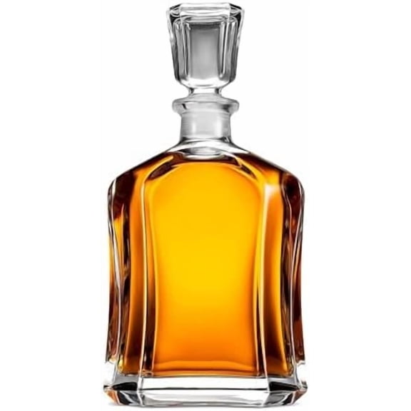 Capitol Glass Decanter, Airtight Geometric Stopper, 23.75 oz Whiskey Decanter for Wine, Bourbon, Brandy, Liquor, Juice, Made in Italy.