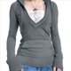 thumbnail image 3 of Sudadera con Capucha para Mujer, de Otoño, de Larga, Holgada, con Encaje, Cuello en V y Bolsillos. Gris M, 3 of 6