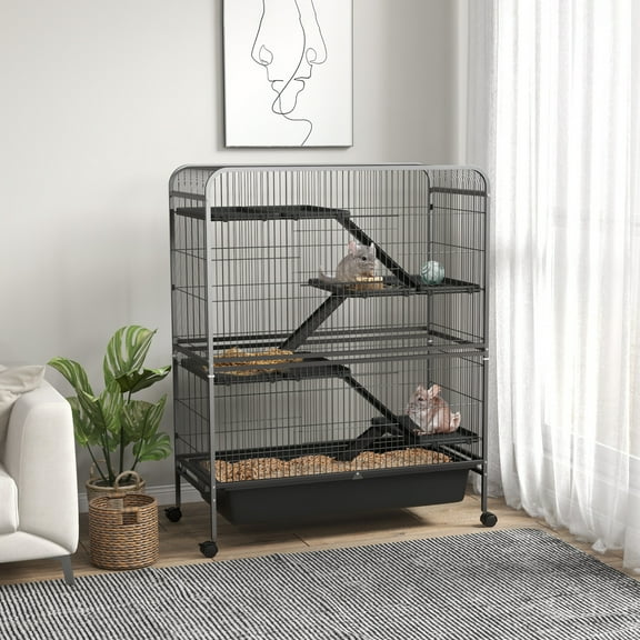 PawHut 53.5"H Small Animal Cage 5-Level Metal Ferret or Rabbits Cage