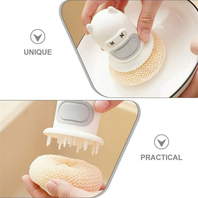 TIELUTT Automatic Liquid Dispenser Dishwashing Brush with Long Handle for Kitchen Dish Wash Sponges Soft Dish Brushes to Wash Designer Small Dish Brushes to Wash Long Handle Soft Cleaning Brush Dish