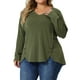 thumbnail image 1 of Agnes Orinda Blusas de Tallas Grandes para Mujeres con Mangas Largas y Botones Decorativos 4X Verde Militar, 1 of 8