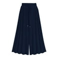 thumbnail image 2 of Tittly Palazzo Pants Wide Leg Pants Women's High Wide Leg Pants Solid Color Casual Pants Wide Leg Pants Women'S Summer Thin High Waist Loose Baggy Pants Plus Size Pants Dark Blue 7XL, 2 of 8
