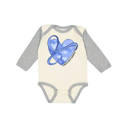 

Inktastic Stomach Cancer Awareness Periwinkle Ribbon Around Heart Gift Baby Boy or Baby Girl Long Sleeve Bodysuit