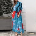 thumbnail image 1 of EGNMCR Robes de Vacances pour Femmes Robe Décontractée à Manches Longues avec Boutons et Imprimé Contrasté, 1 of 6