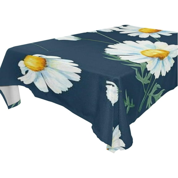 SKYSONIC Daisy Flower Tablecloth Waterproof Washable Polyester Square Table Cover Durable Tablecloth for Kitchen Dining Table Party Decor (54 X 72 Inch)