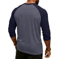 thumbnail image 5 of Resicozy Mens Henley 3/4 Length Sleeve Shirts Soft Button Tees Casual Fashion Color Block T-Shirts Dark Gray S, 5 of 7