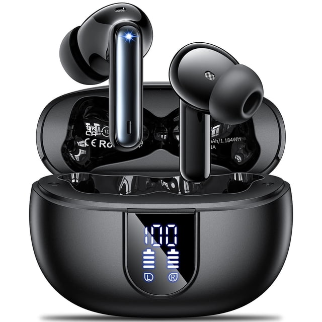 Auriculares Inalámbricos, 2024 Auriculares Inalámbricos Auriculares Estéreo HiFi con 4 Micrófonos con Cancelación de Ruido ENC, Auriculares Intrauditivos con Tiempo de Reproducción de 42 Horas, Auricu