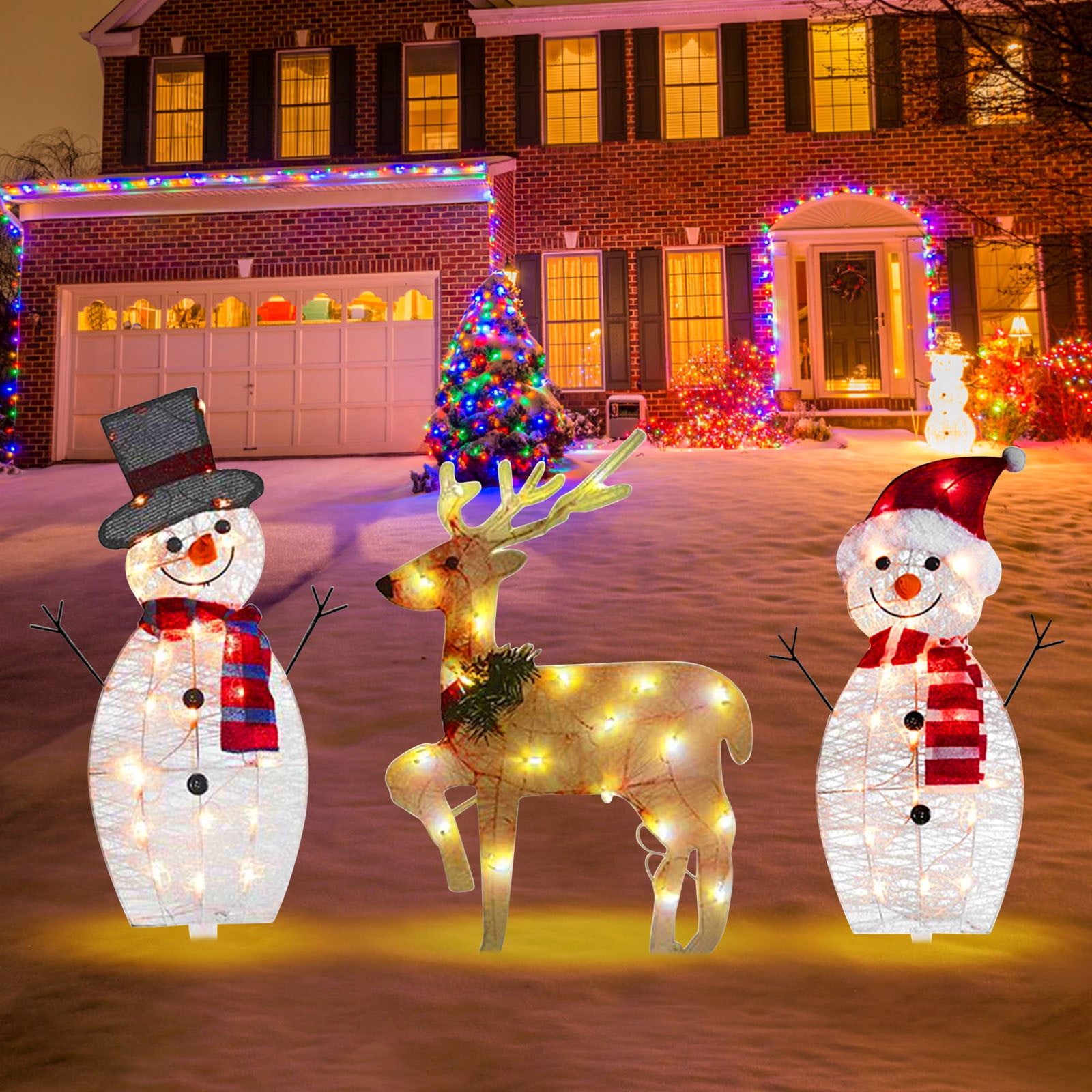 shyuyusa Christmas Penguin Yard Signs Stakes with Lights Noel Christmas Yard Decorations Lighted Outdoor Christmas Decorations for Home Lawn Pathway Walkway Party Decor (requires Assembly)