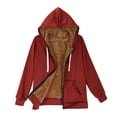 thumbnail image 7 of Zpanxa Women's Winter Jacket Fleece Lined Hooded Long Sleeve Zip Front Warm Coat with Pockets for Cold Weather Outdoor Activities Red XXL, 7 of 7