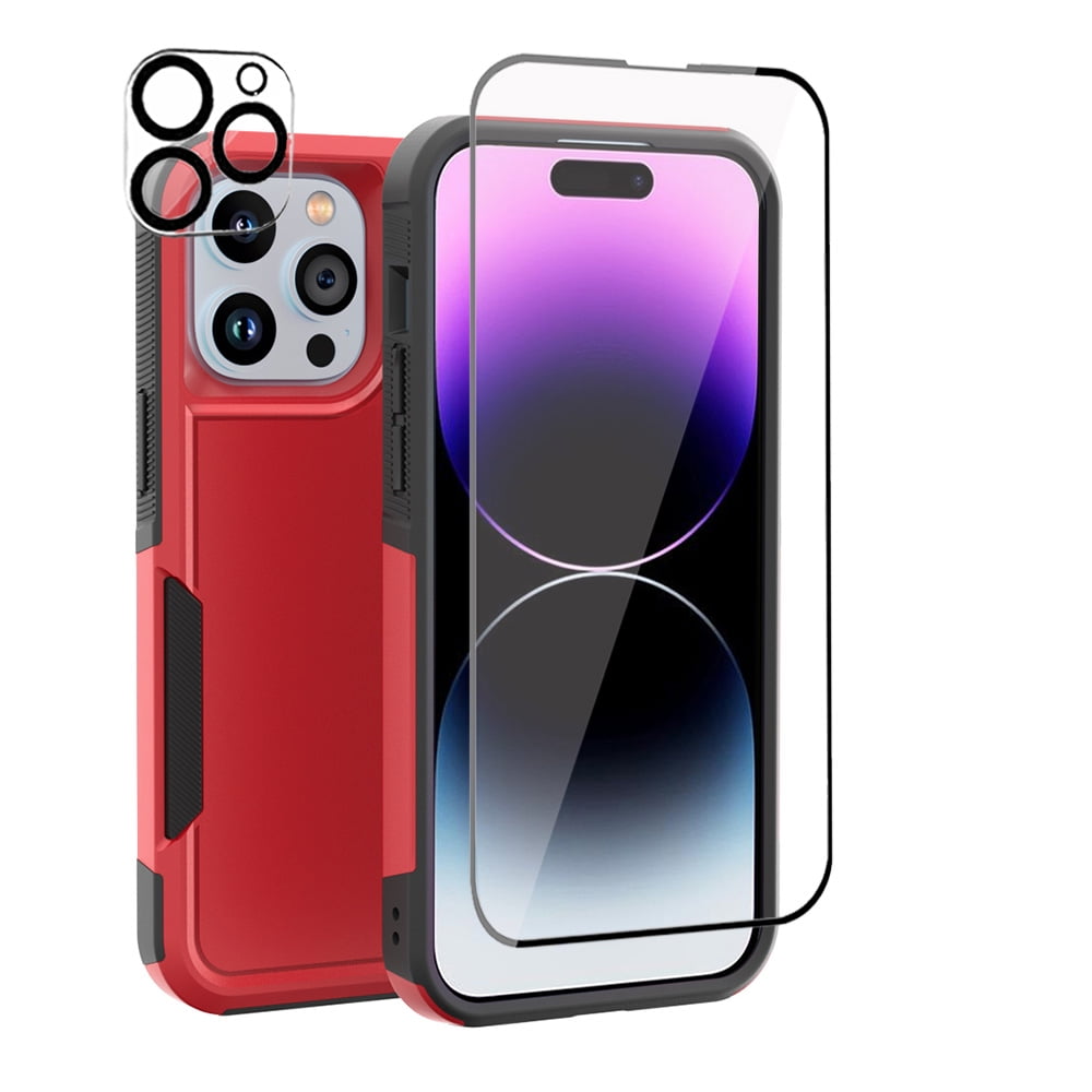 Xhy iPhone 14 Pro Case with Screen and Lens Protector 2 in 1 Double