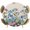 Sky Blue Pink Beige, variant on Elastic Fitted Round Tablecloth, Blue Spring Floral Waterproof Stretch Table Cover for 45"-54" Tables, Pink Flowers Butterfly Rustic Washable Outdoor Tablecloths for Patio, Picnic, Camping