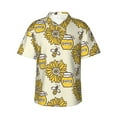 thumbnail image 2 of Picia Cartoon Honey Pot Bee Sunflower Gentle Cotton Regular Fit Short Sleeve Casual Hawaiian Shirt for Men-Large, 2 of 9