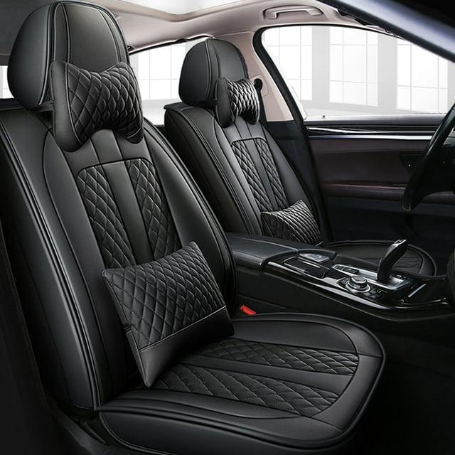 Maidao 2pcs Car Seat Cover Front Seats Only for BMW for X2M 2017-Present 2 Seats Leather Airbag Compatible Waterproof Front Set Cushion Protector Black