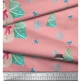 thumbnail image 3 of Soimoi Orange Poly Georgette Fabric Snowman & Tree Christmas Print Fabric by Yard 52 Inch Wide, 3 of 5