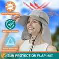 thumbnail image 2 of SUN CUBE Women Sun Hat Neck Flap Cover, UV Protection Wide Brim Fishing Hat, Ponytail Hole Hiking Hat, Foldable Beach Cap Gardening Camping Outdoor Safari Sun Hat, Summer Travel Gifts UPF 50+, Gray, 2 of 7