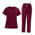 thumbnail image 3 of Conjunto de uniforme médico para mujer y hombre, ropa de trabajo moderna y transpirable para enfermeras y salones de belleza. Rojo, 3 of 9
