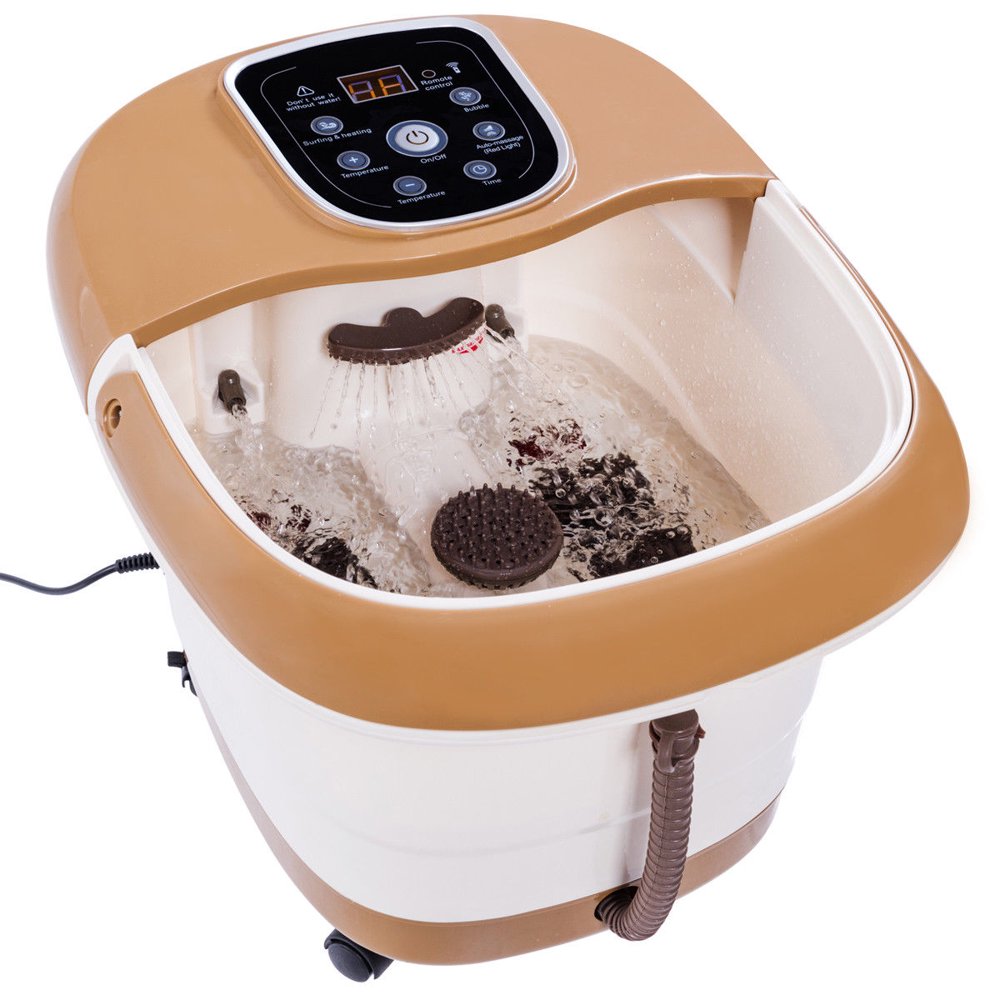 Costway AllInOne Foot Spa Bath Massager Tem/Time Set Heat Bubble