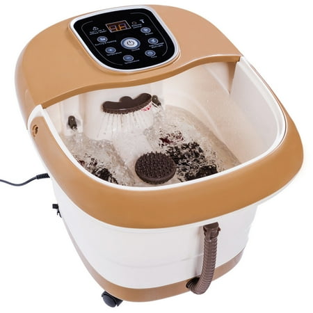 - Costway All-In-One Foot Spa Bath Massager Tem/Time Set Heat Bubble Vibration W/6 Roller