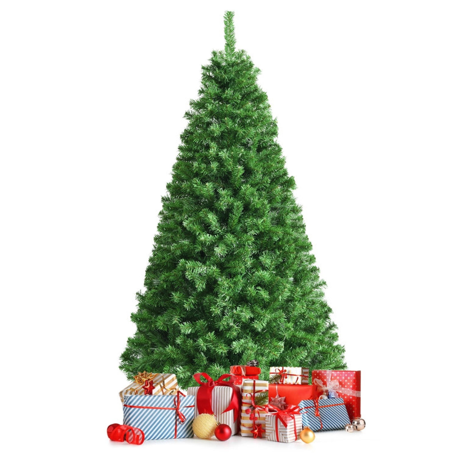 RUIE, 6 ft, Artificial Christmas Tree, with LED Fiber Optic Lights, 617 Branch Tips, Green Holiday Xmas Tree for Indoor Home Office Decoration