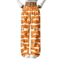thumbnail image 2 of Trgacdwlo Halloween Fleece Pj Pants Women Spooky Season Flannel Wide Leg Sleep Pants Women Holiday Fall Winter Warm Fuzzy Pj Pants for Women, 2 of 6