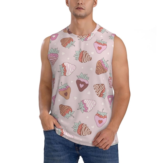Balery Strawberry Cake Camisetas sin mangas para hombre, absorbe la humedad y protege contra el mal olor.-XX-Large