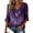 Dark Purple, variant on Womens Alzheimers Awareness Shirts 3/4 Length Sleeve Purple Ribbon Tee Tops Alzheimers Floral & Hummingbird Print V Neck Shirts