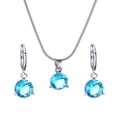 thumbnail image 2 of Naierhg Women Round Cubic Zirconia Pendant Chain Necklace Hoop Earrings Jewelry Set, 2 of 8