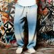thumbnail image 1 of Ceisia Men's Gradient Stripe Waffle-Knit Wide-Leg Sweatpants Contrast Drawstring Casual Pants Gifts, 1 of 4