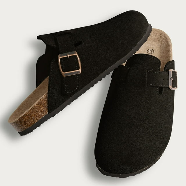 Mules Pantoufles en Suède de Liège Crestar pour Femmes Mode Sabots pour Hommes Chaussures Classiques en Liège Antidérapantes Pantoufles d'Extérieur avec Soutien de la Voûte Plantaire tzw