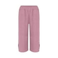 thumbnail image 4 of JJHGVB Cotton Linen Capris for Women Linen Bermuda Shorts for Women Womens Linen Shorts Womens Long Shorts Dress Shorts for Women Wide Leg Shorts for Women Wide Leg Capri Baggy Shorts Women Red 3XL, 4 of 9