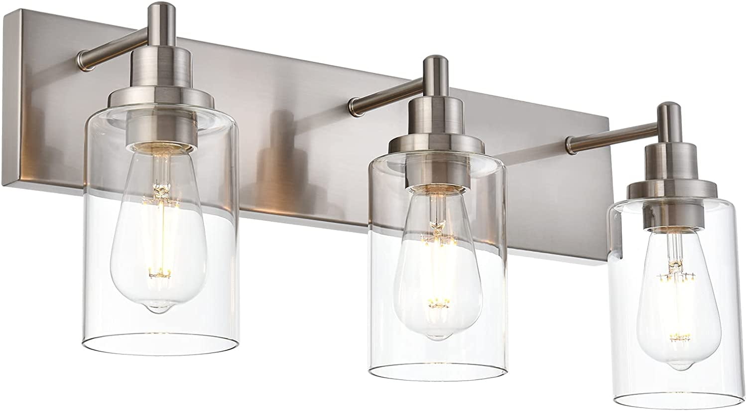 HUIXIAN Brushed Nickel Bathroom Light Fixture with Clear Glass Shade