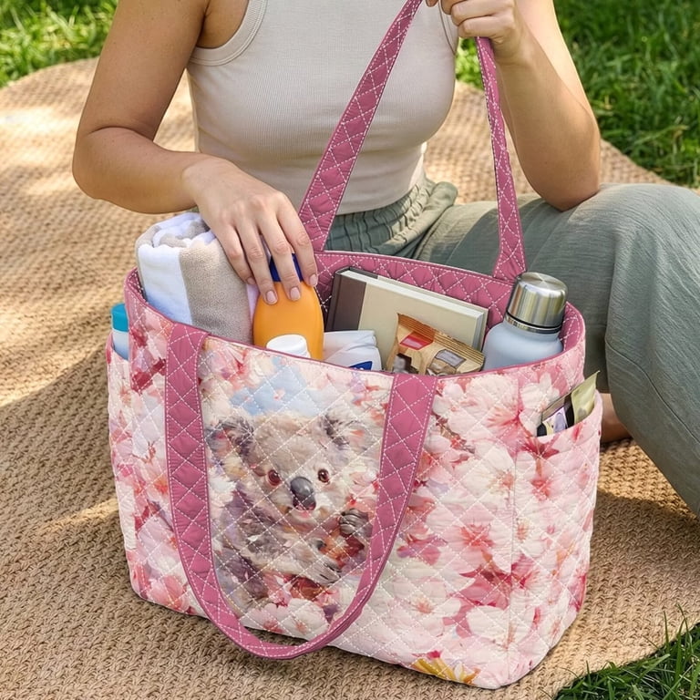 ZUXONGSY Koala Cherry Blossom Print Women's Quilted Reversible