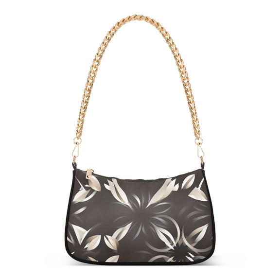 Womens Chain Shoulder Bag Abstract Flowers Classic Tote Handbags Fashion Clutch Hobo Purse with Zipper for Travel Casual
