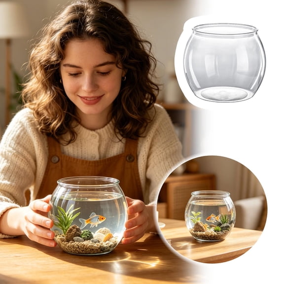 Clear Glass Bowl Vase & Aquarium Tank Large Round Fish Bowl for Centerpiece Decorative Indoor Home Event Party Display 6.5" x 6.5" x 5.3"