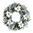 thumbnail image 3 of Nearly Natural 24in. Flocked Poinsettia and Pine Artificial Christmas Wreath with 50 Warm White LED Lights, 3 of 7