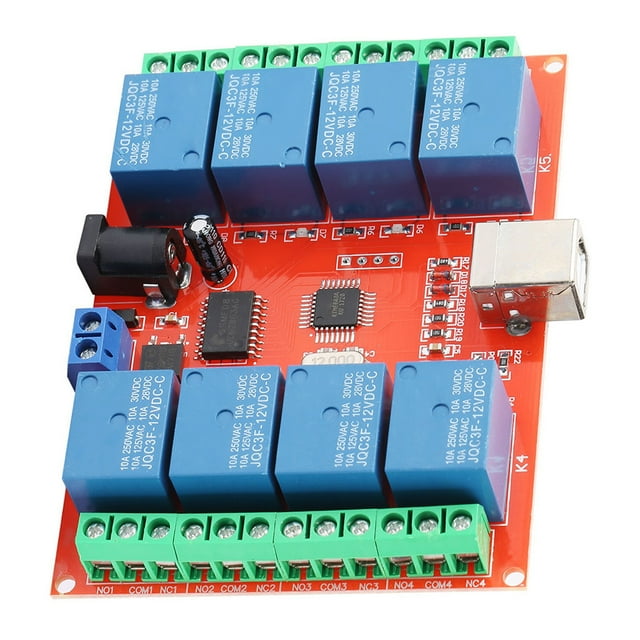 Compact 12V 8-Channel USB Relay Module with High-Performance Control Chip for Smart Home and Industrial Automation