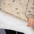 thumbnail image 3 of Oversized Wearable Blanket Hoodie,Beige Butterfly Pattern Sherpa Blanket Hoodie with Super Pockets,Super Warm Fuzzy Pullover for Women & Men, 3 of 6