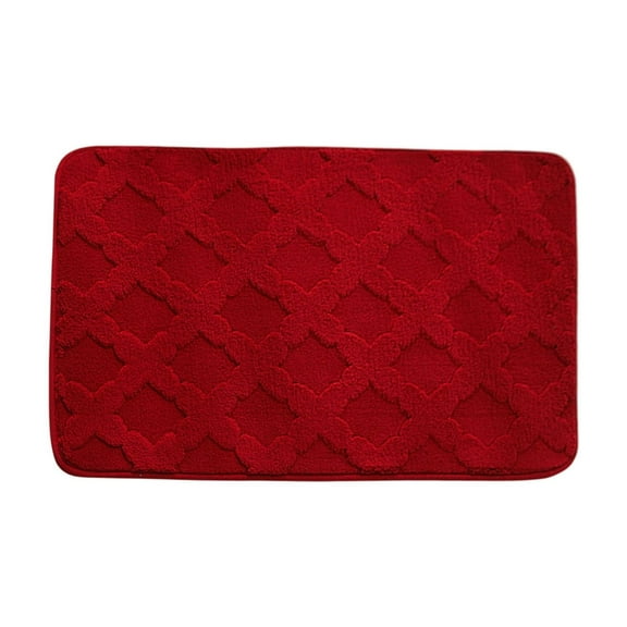 Plush Shag Carpet Mat Burgundy 24x16 Inch Thickened Absorbent Non-Slip Rug for Bathroom Bedroom Entrance Machine Washable Soft