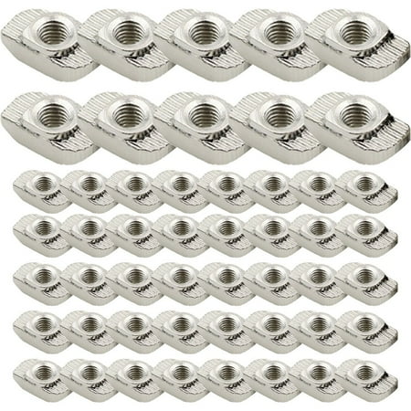 

JINGT 50PCS T-Nuts- 30 40 45 Aluprofile - Nut 8 Nut 10 -Thread M6 Carbon Steel